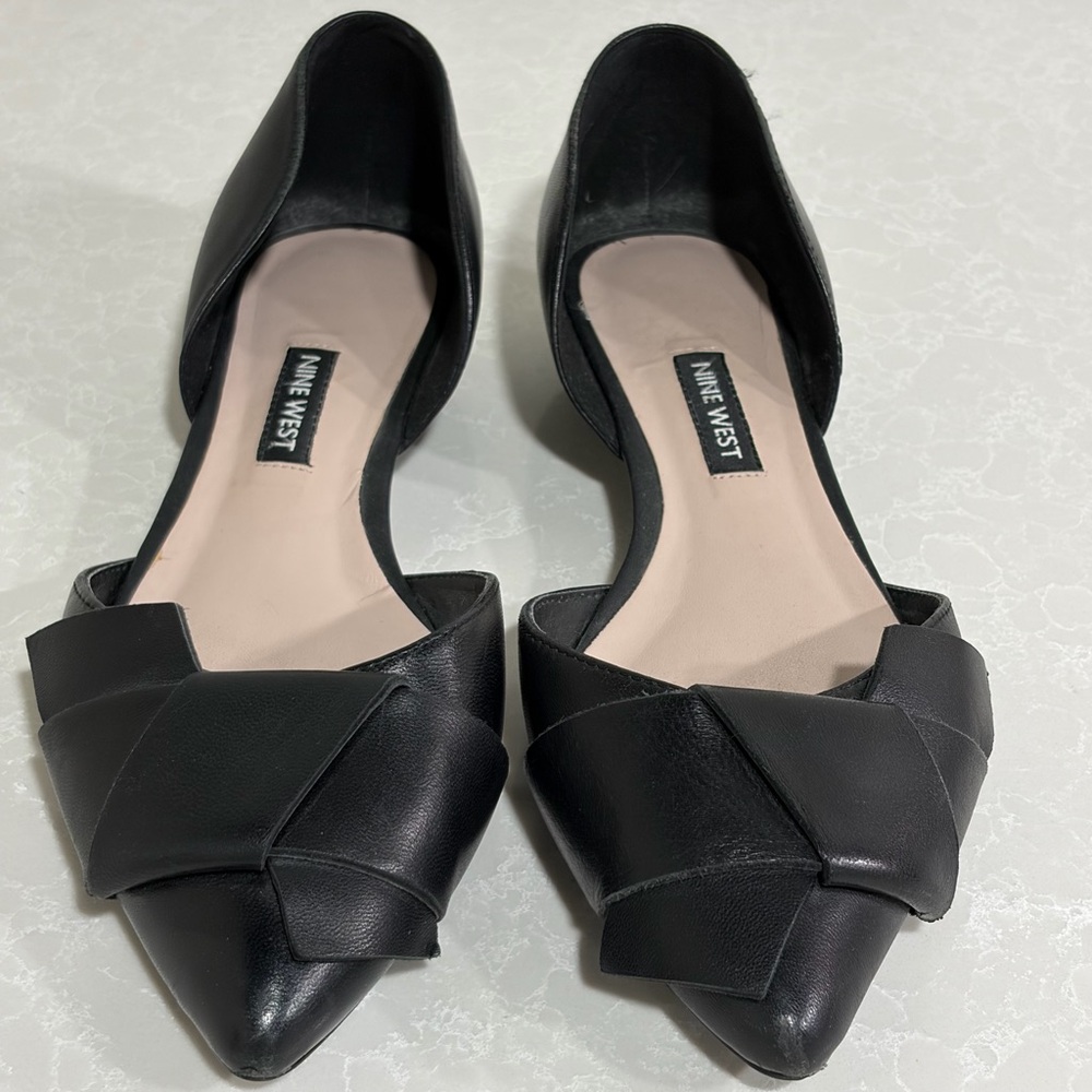 Nine West Black Flats with Bow Detail